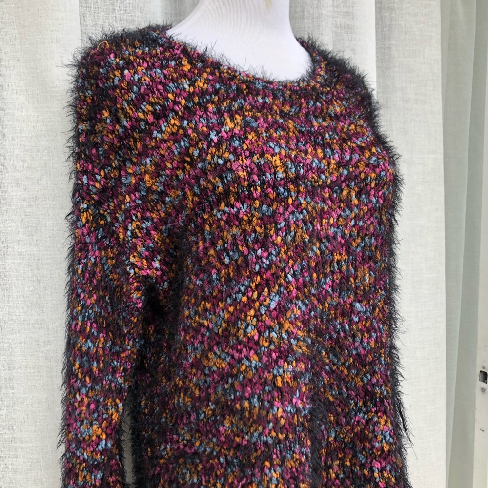 Ny Collection Multicolor Fuzzy Rag Sweater - image 3